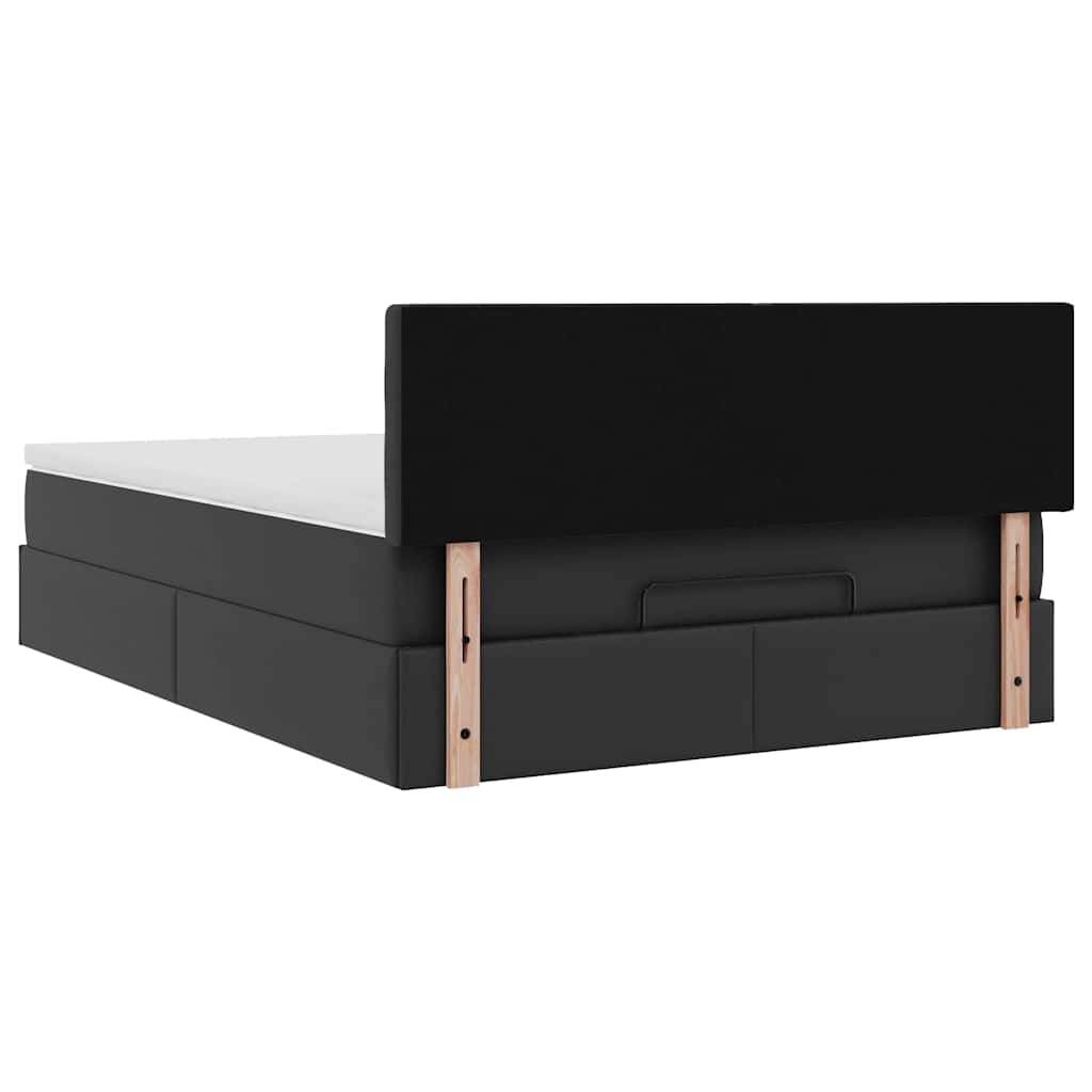 Ottoman-Bett mit Matratzen & LEDs Schwarz 140x190 cm Kunstleder