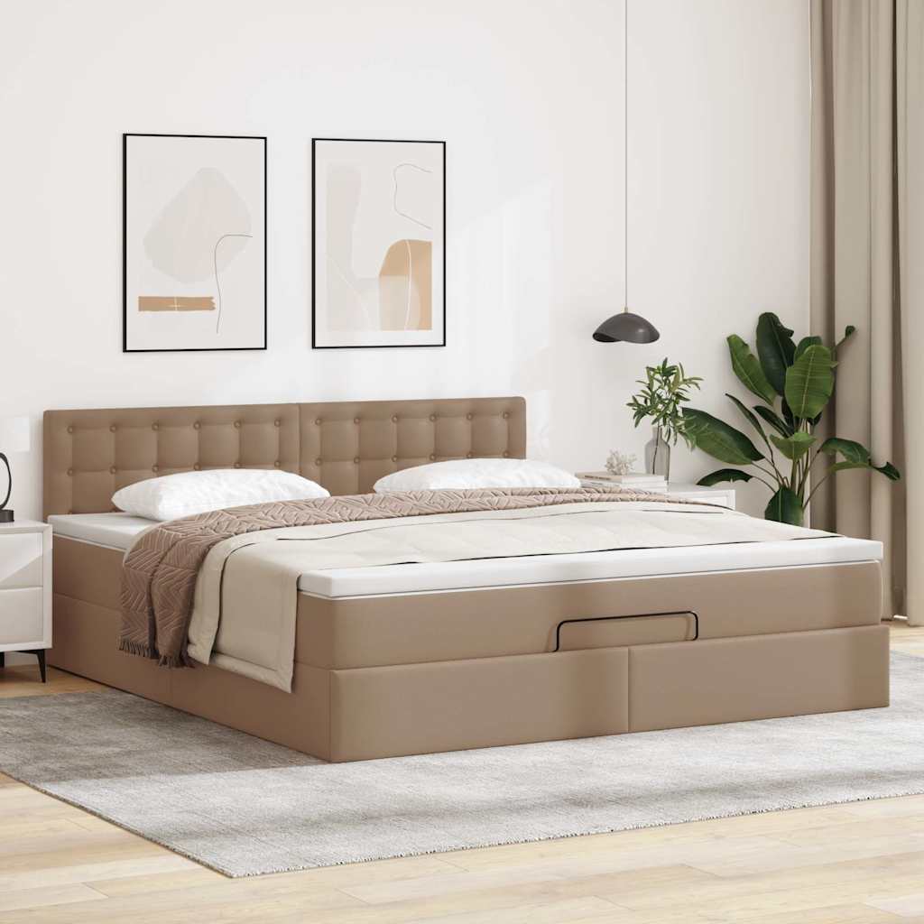 Ottoman-Bett mit Matratze Cappuccino-Braun 180x200cm Kunstleder