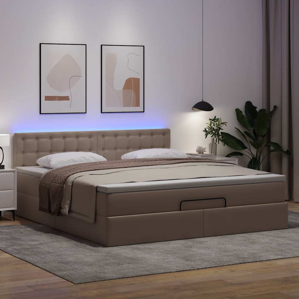 Ottoman-Bett mit Matratze Cappuccino-Braun 180x200cm Kunstleder