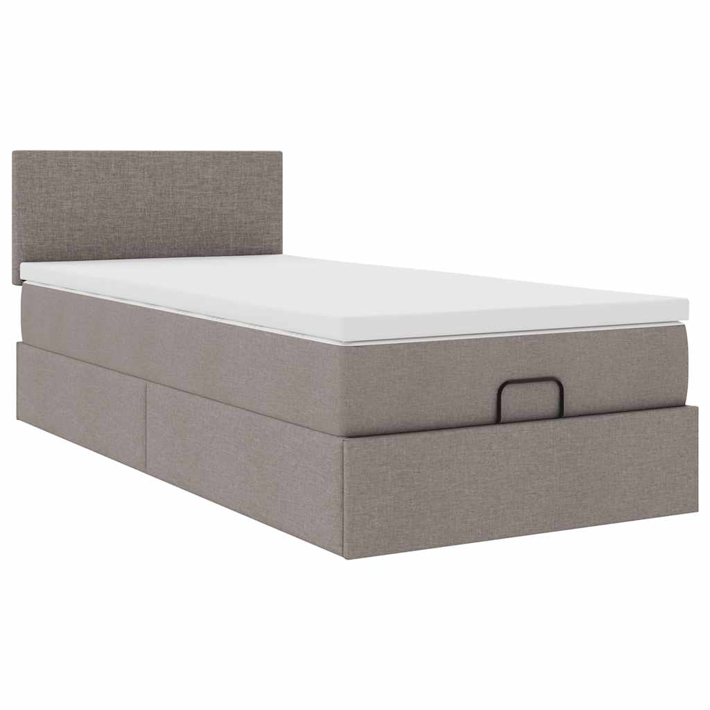 Ottoman-Bett mit Matratze Taupe 90x200 cm Stoff