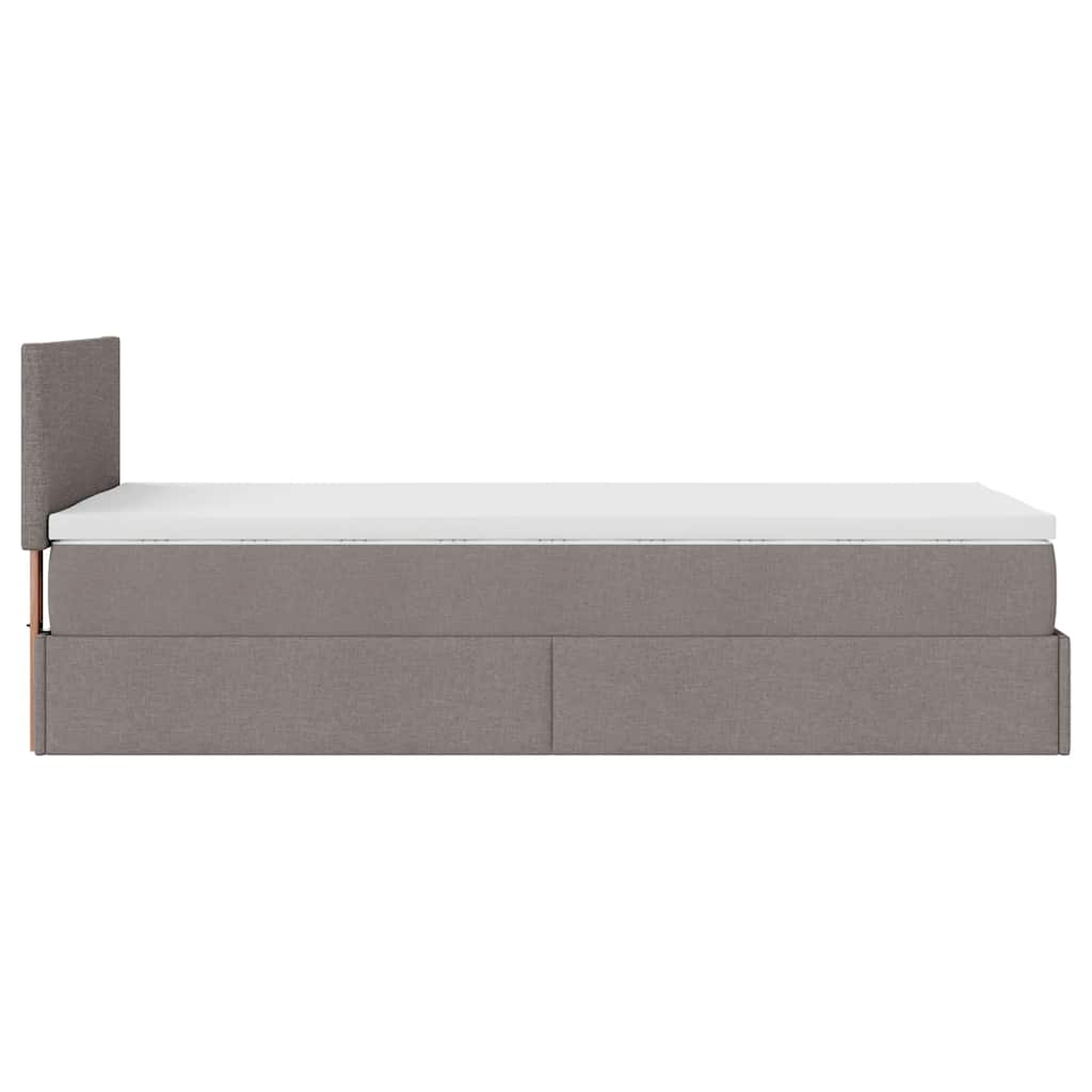 Ottoman-Bett mit Matratze Taupe 90x200 cm Stoff