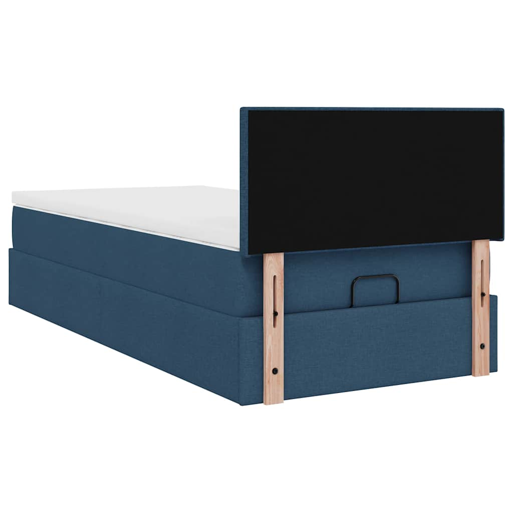 Ottoman-Bett mit Matratze Blau 90x200 cm Stoff