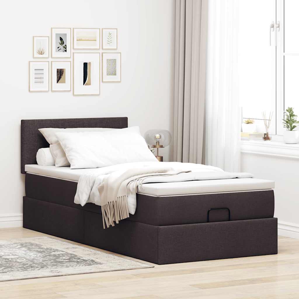 Ottoman-Bett mit Matratze Dunkelbraun 100x200 cm Stoff