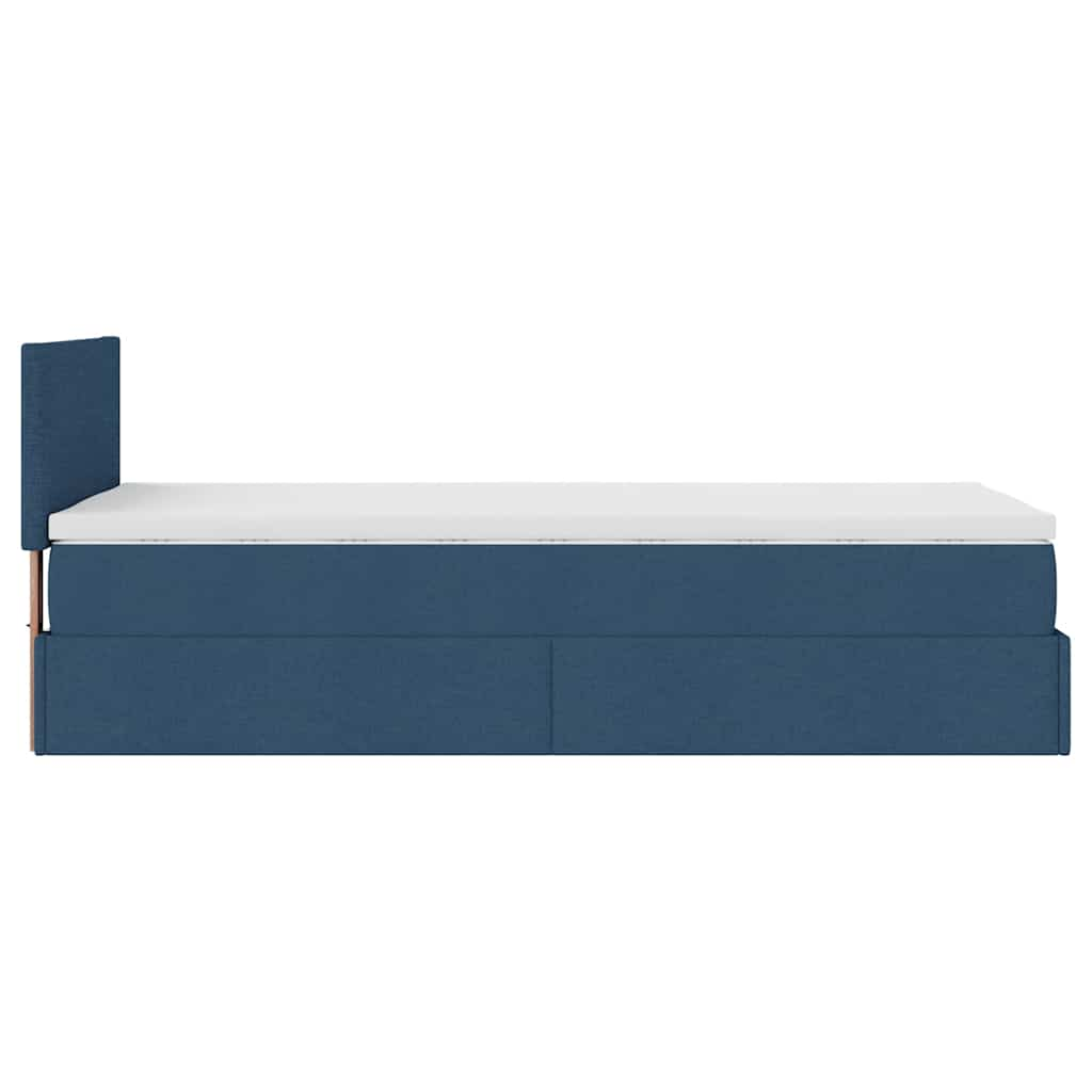 Ottoman-Bett mit Matratze Blau 100x200 cm Stoff