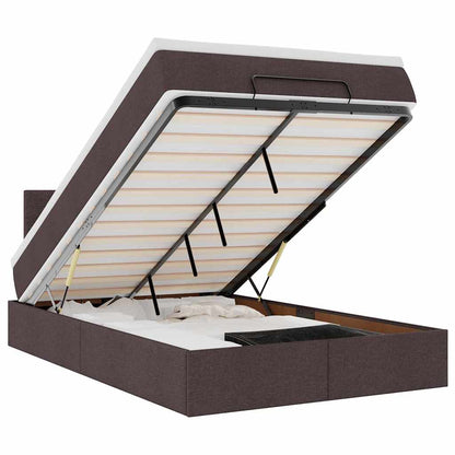 Ottoman-Bett mit Matratze & LEDs Dunkelbraun 120x190 cm Stoff