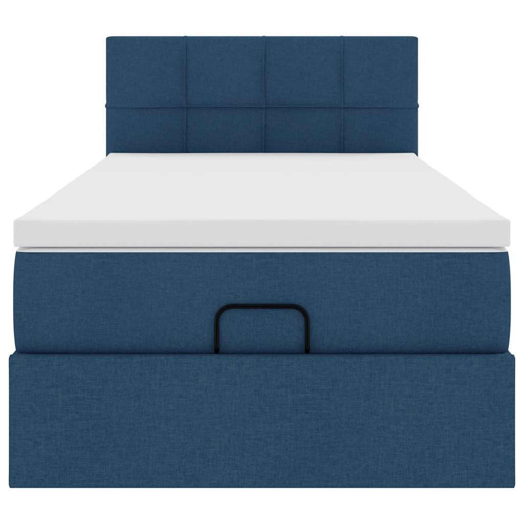 Ottoman-Bett mit Matratze Blau 90x200 cm Stoff