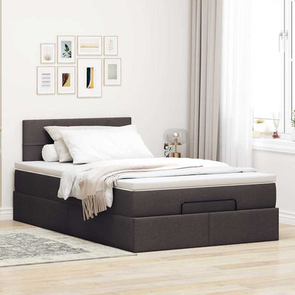 Ottoman-Bett mit Matratze & LEDs Dunkelbraun 120x190 cm Stoff