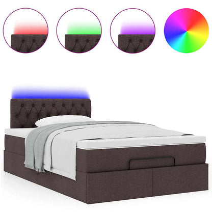 Ottoman-Bett mit Matratze & LEDs Dunkelbraun 120x190 cm Stoff