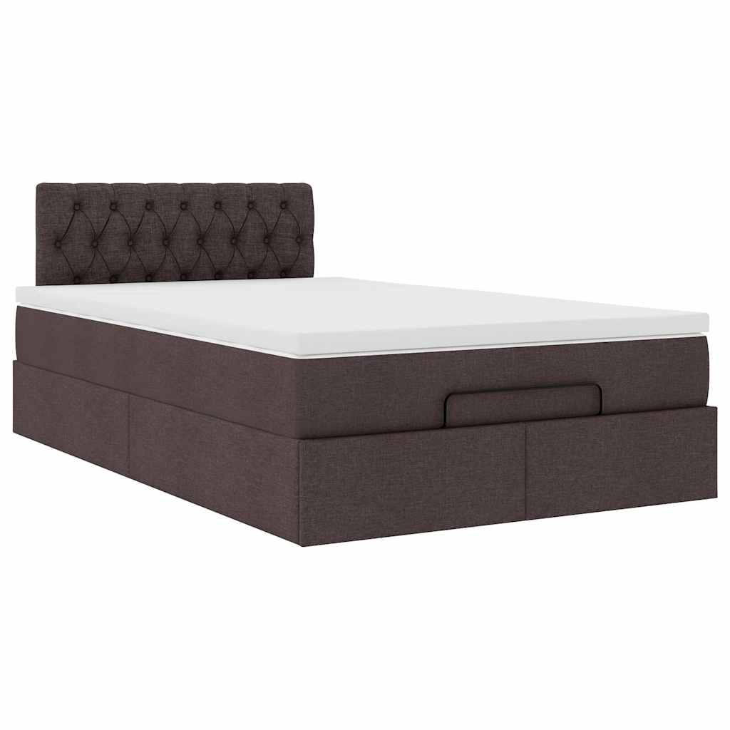 Ottoman-Bett mit Matratze & LEDs Dunkelbraun 120x190 cm Stoff