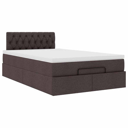 Ottoman-Bett mit Matratze & LEDs Dunkelbraun 120x190 cm Stoff