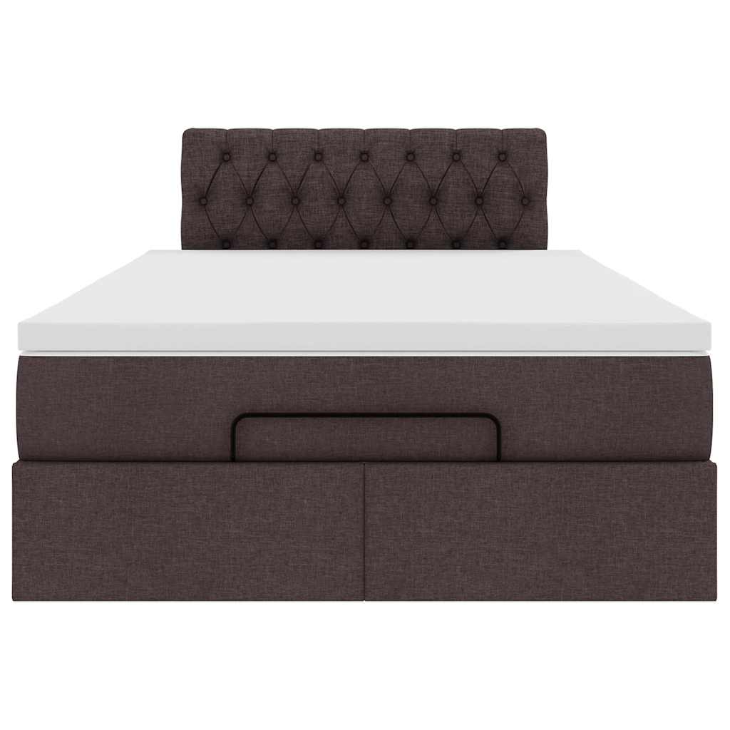 Ottoman-Bett mit Matratze & LEDs Dunkelbraun 120x190 cm Stoff