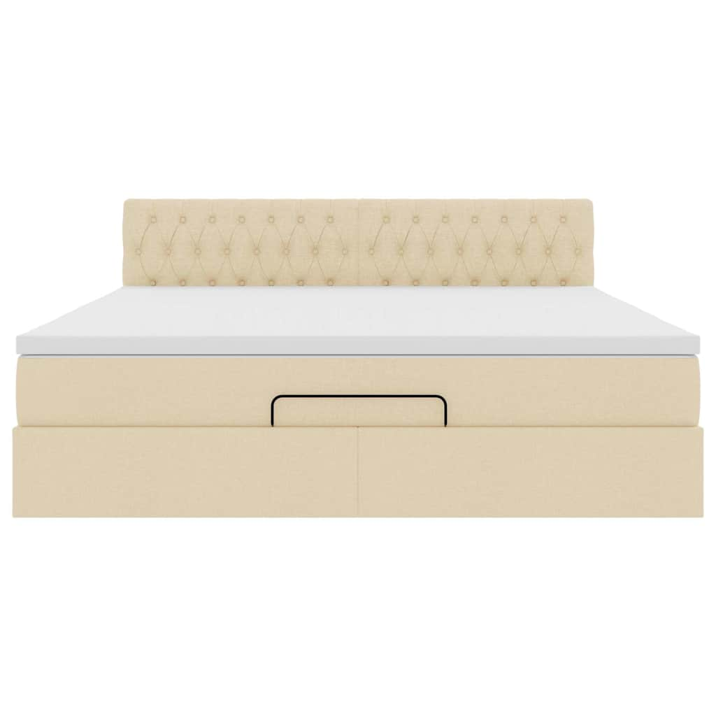 Ottoman-Bett mit Matratze Creme 160x200 cm Stoff