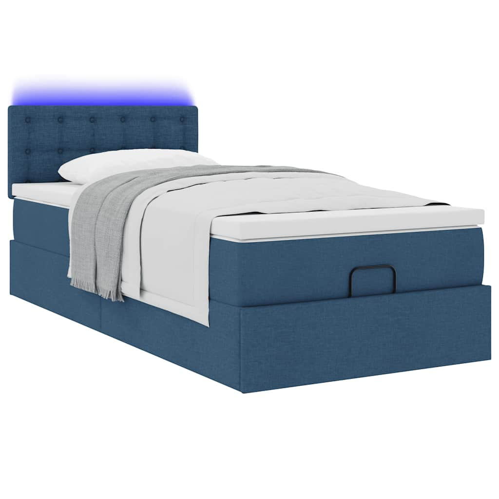 Ottoman-Bett mit Matratze Blau 100x200 cm Stoff