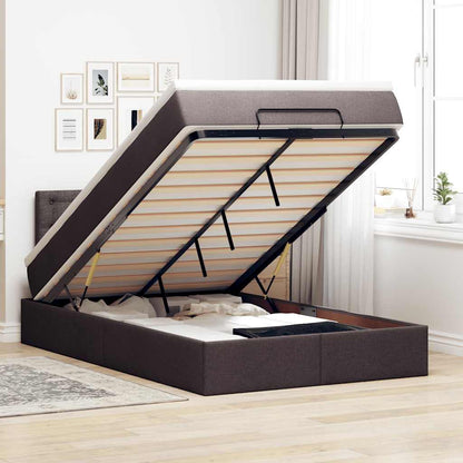 Ottoman-Bett mit Matratze & LEDs Dunkelbraun 120x190 cm Stoff