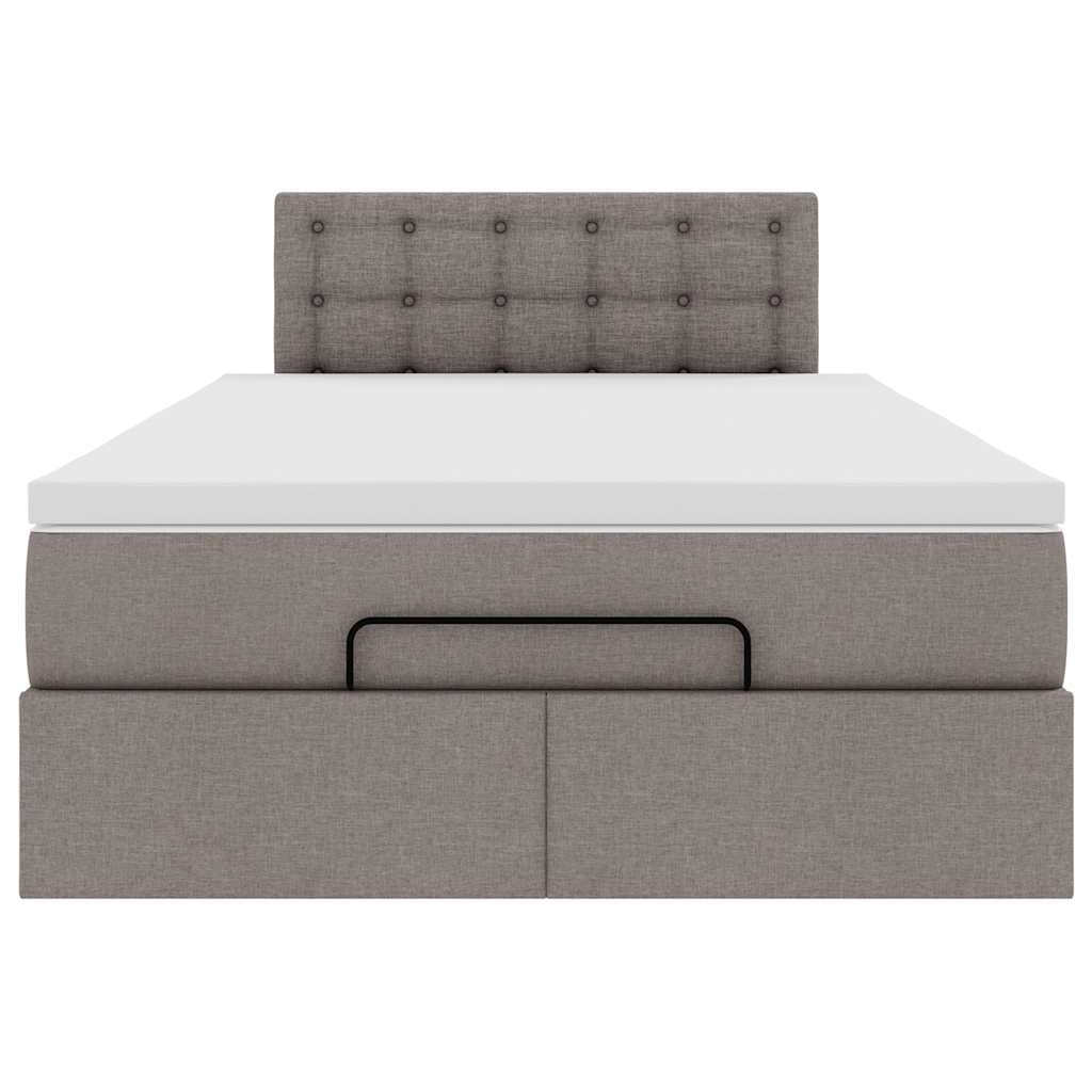 Ottoman-Bett mit Matratze Taupe 120x200 cm Stoff