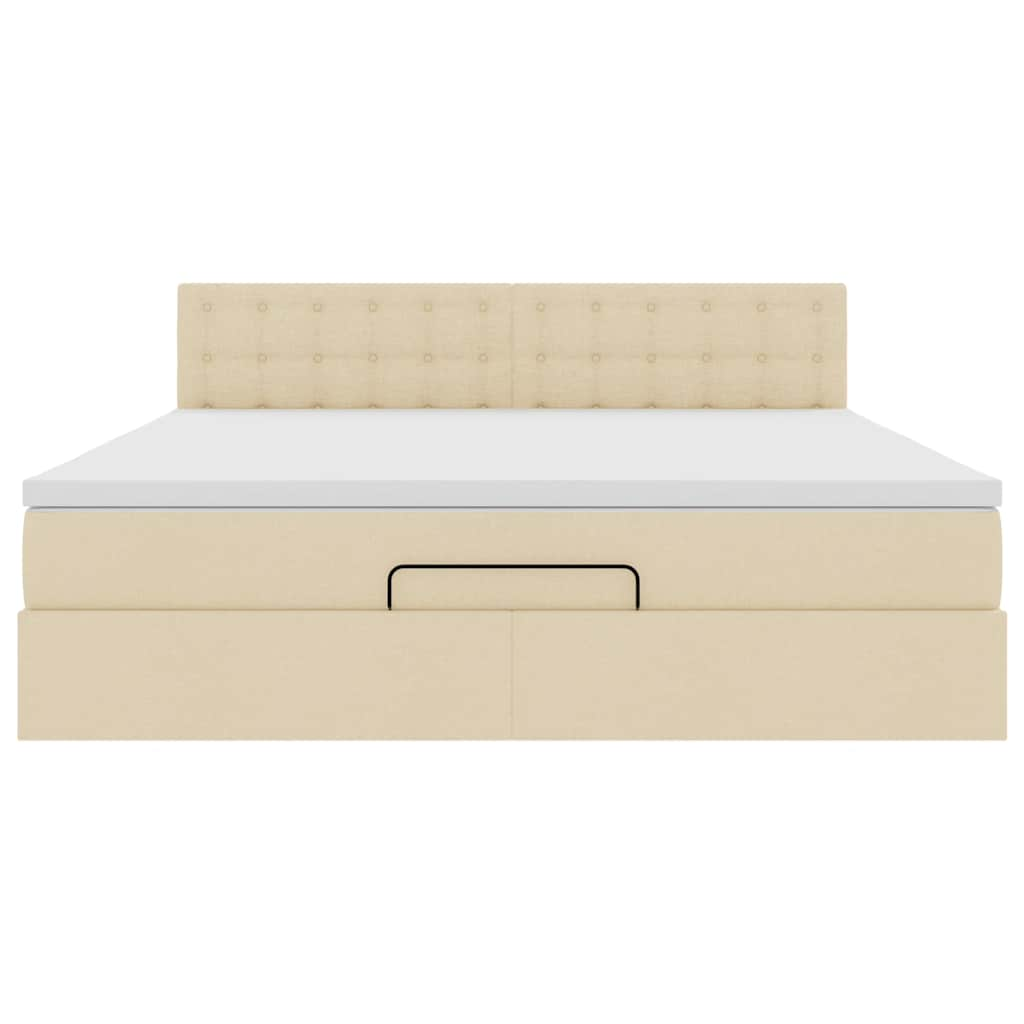 Ottoman-Bett mit Matratze Creme 160x200 cm Stoff