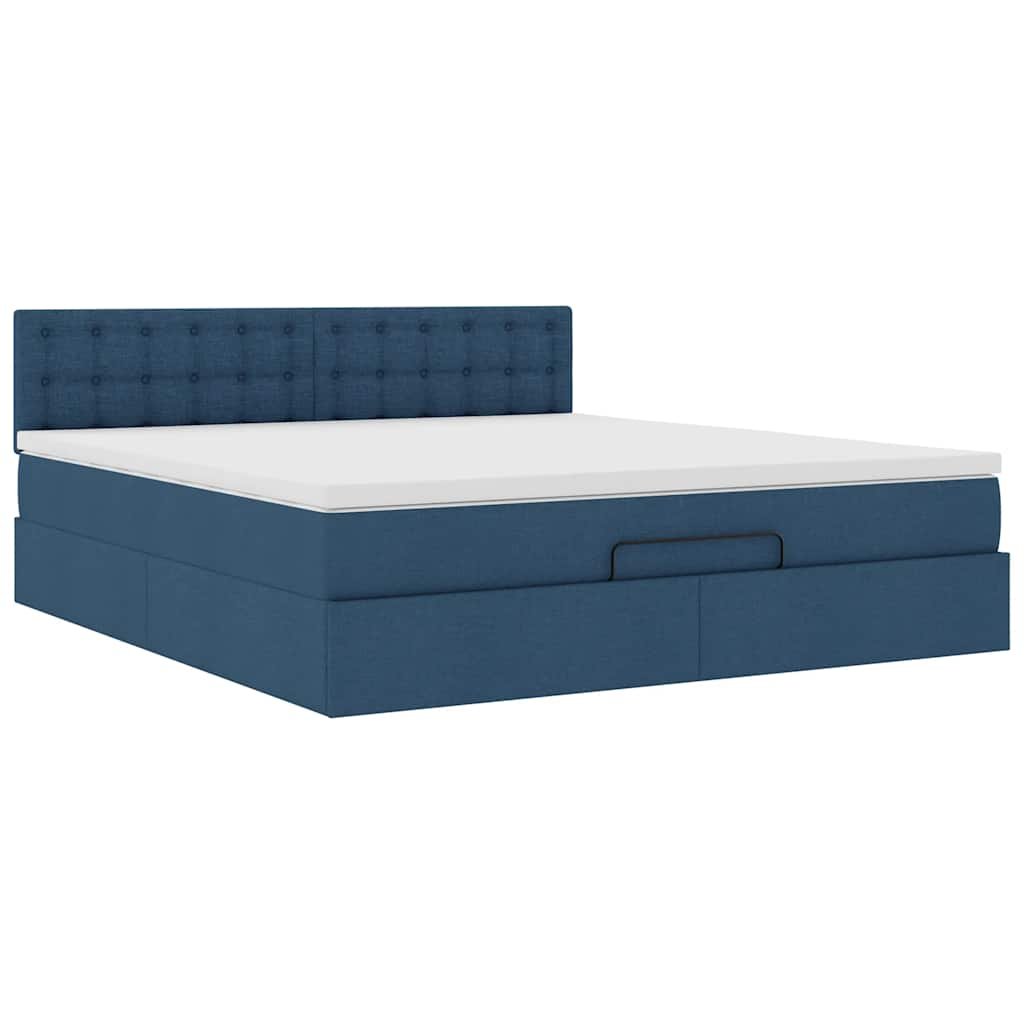 Ottoman-Bett mit Matratze Blau 180x200 cm Stoff