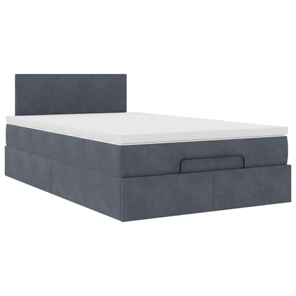 Ottomane Bett mit Matratze & LEDs Dunkelgrau 120x190 cm Samt
