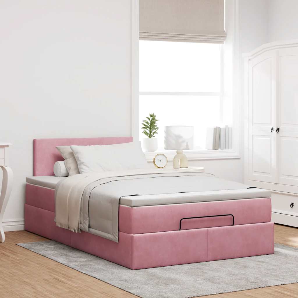 Ottoman-Bett mit Matratze Rosa 120x190 cm Samt