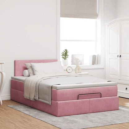 Ottomane Bett mit Matratze & LEDs Rosa 120x190 cm Samt