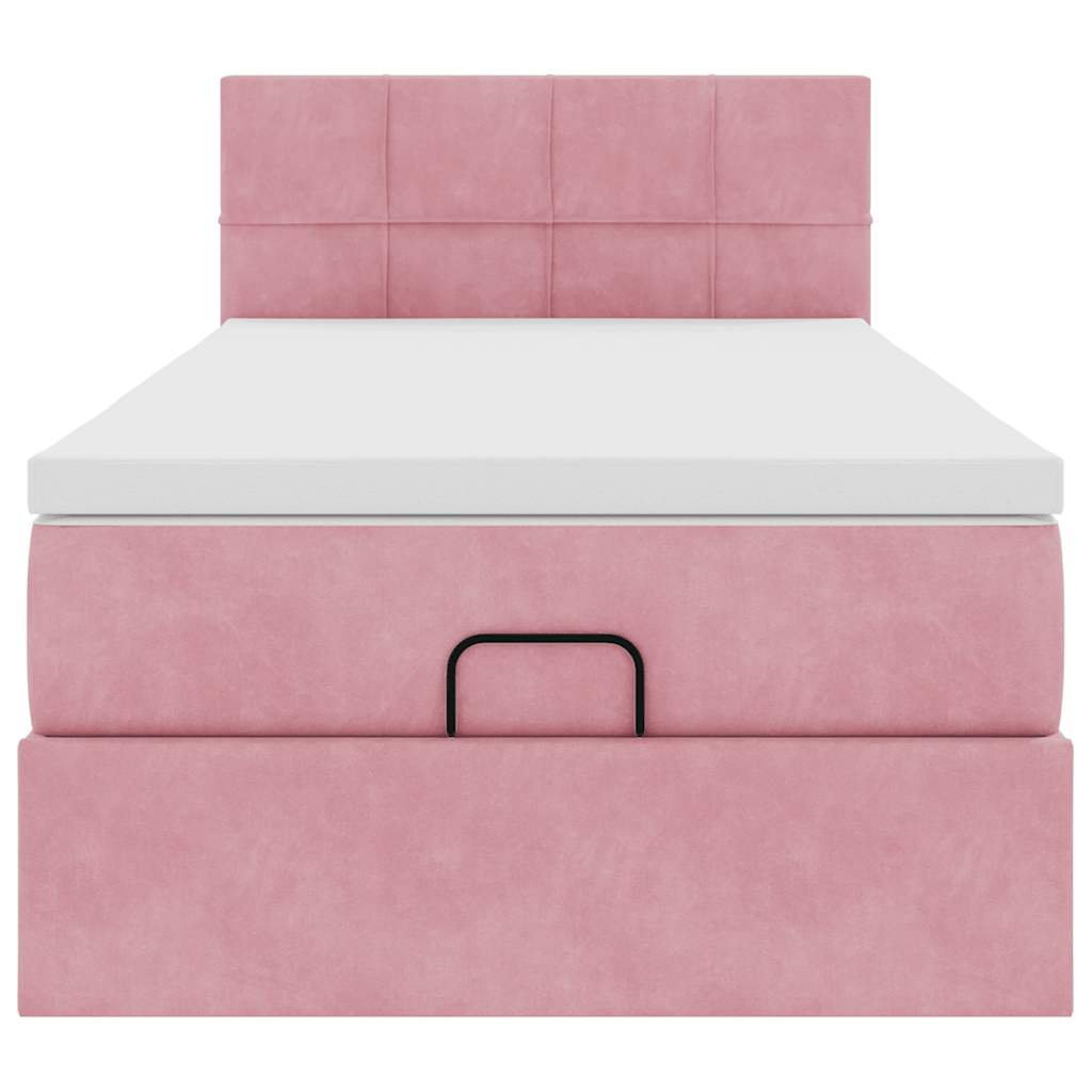 Ottoman-Bett mit Matratze Rosa 80x200 cm Samt