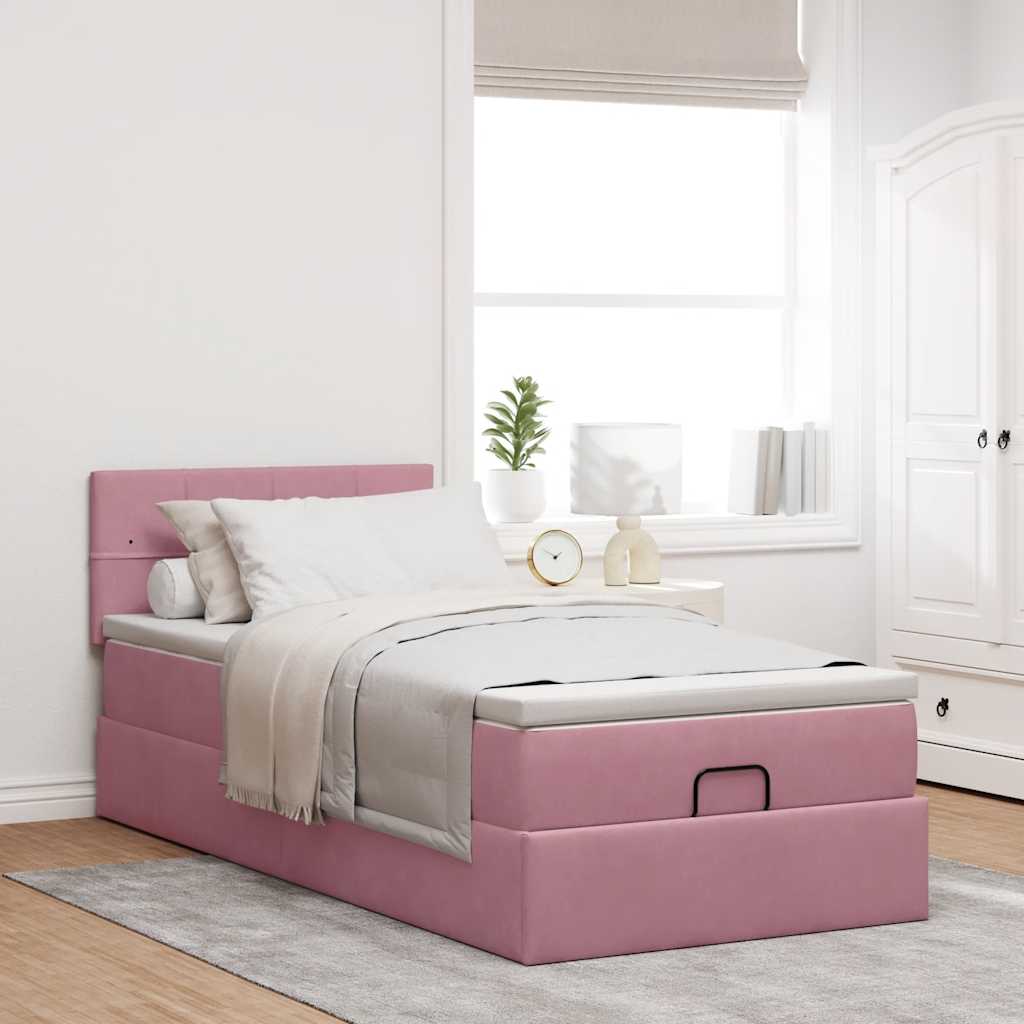 Ottoman-Bett mit Matratze Rosa 90x190 cm Samt