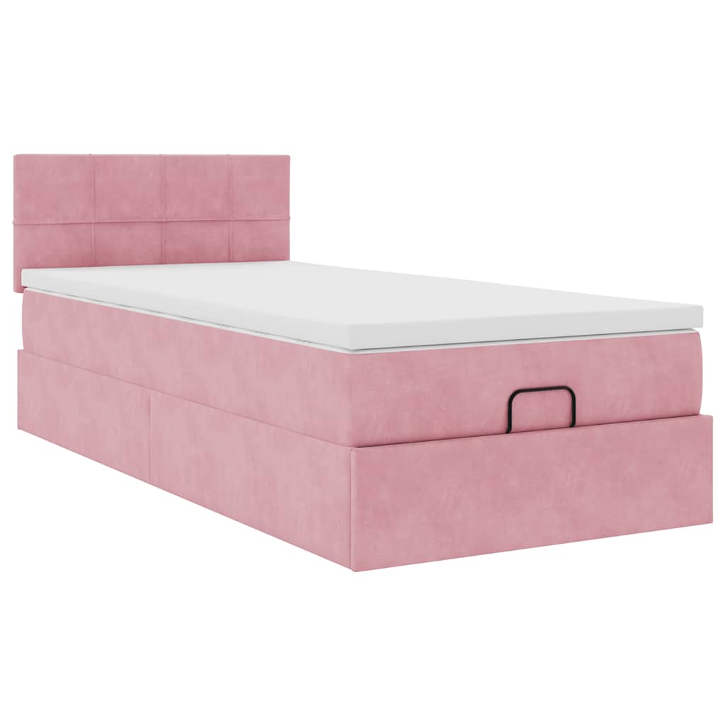 Ottoman-Bett mit Matratze Rosa 90x190 cm Samt