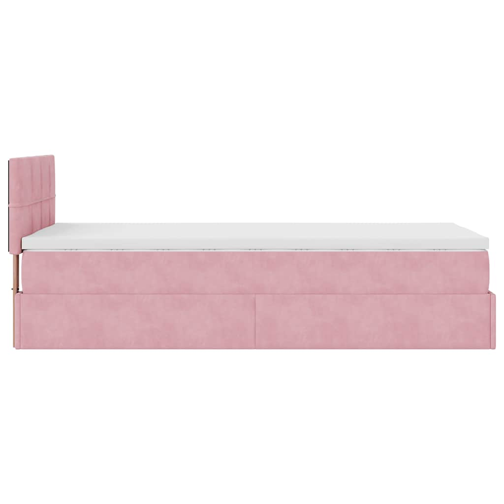 Ottoman-Bett mit Matratze Rosa 90x190 cm Samt