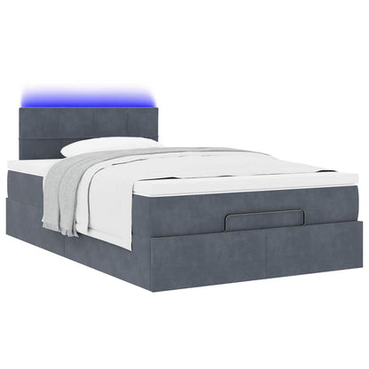Ottomane Bett mit Matratze & LEDs Dunkelgrau 120x190 cm Samt