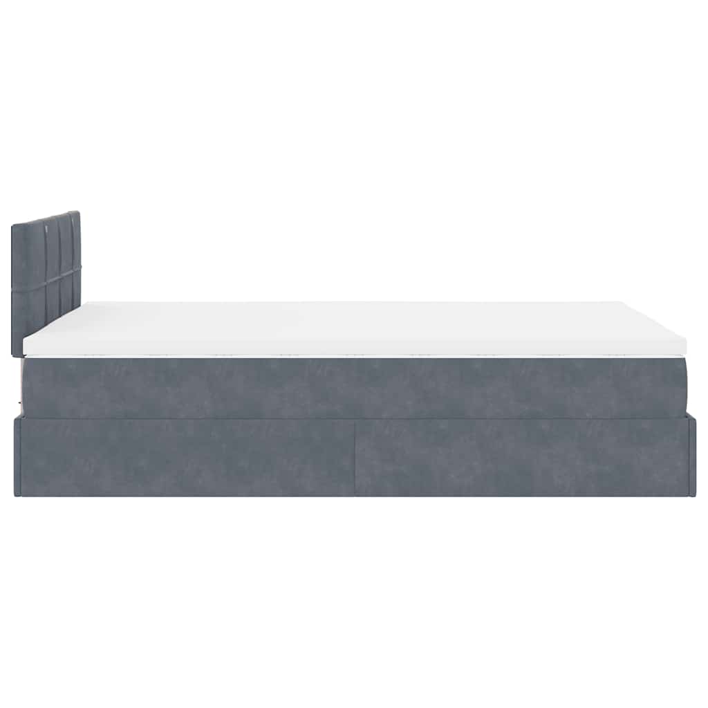 Ottomane Bett mit Matratze & LEDs Dunkelgrau 120x190 cm Samt