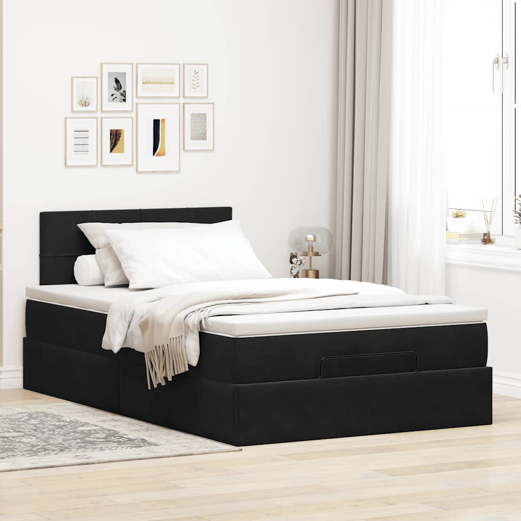 Ottoman-Bett mit Matratze Schwarz 120x190 cm Samt