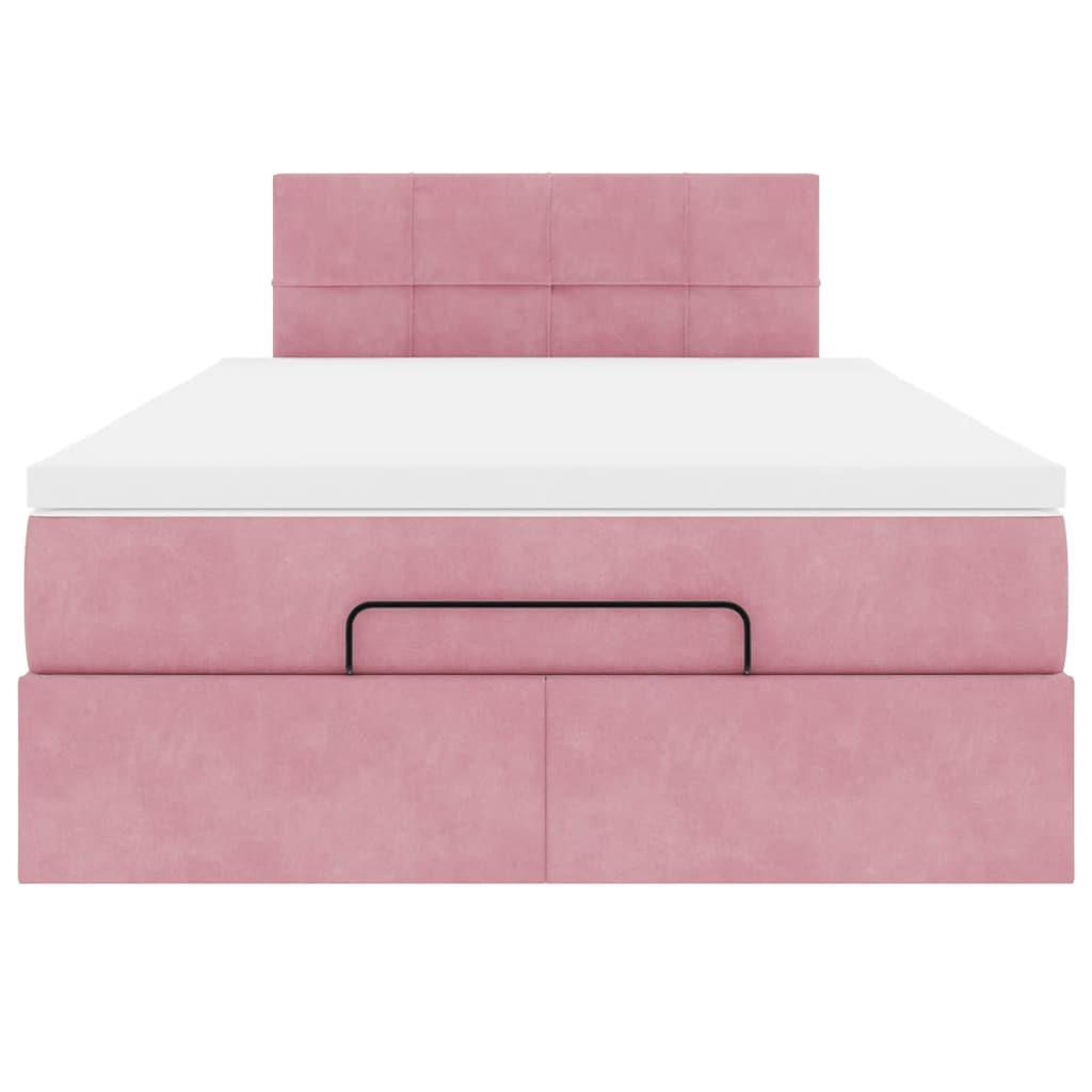 Ottoman-Bett mit Matratze Rosa 120x190 cm Samt