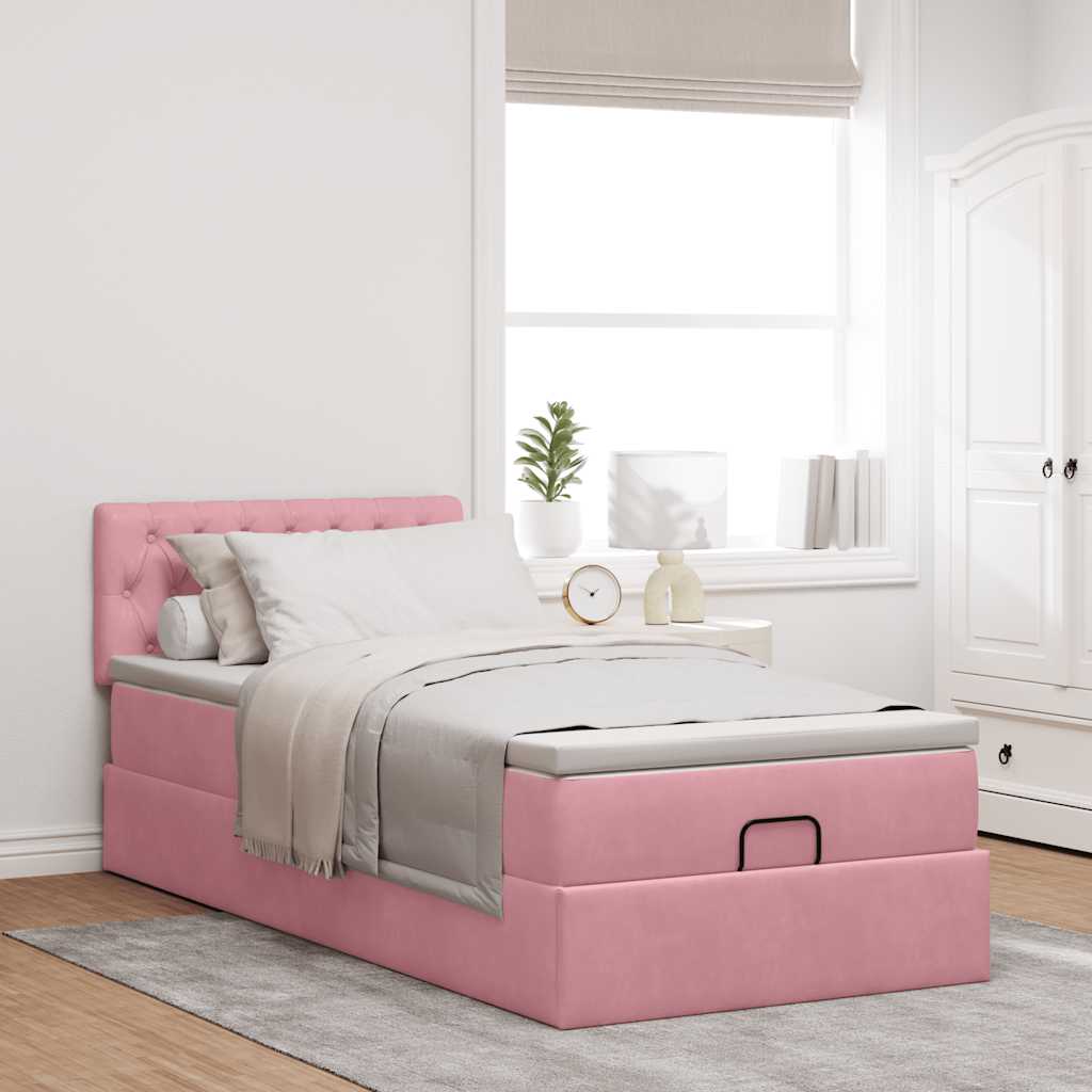 Ottoman-Bett mit Matratze Rosa 90x190 cm Samt