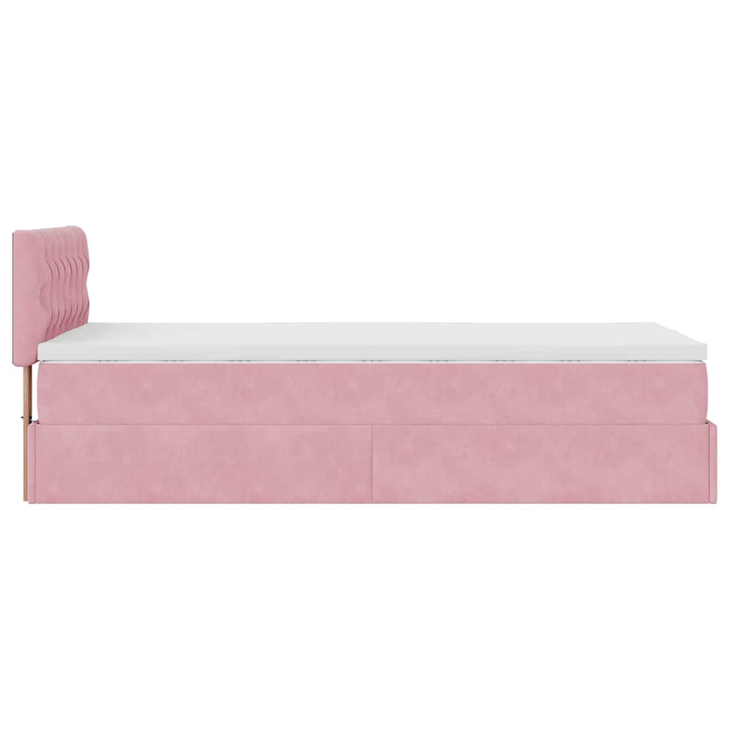 Ottoman-Bett mit Matratze Rosa 90x190 cm Samt