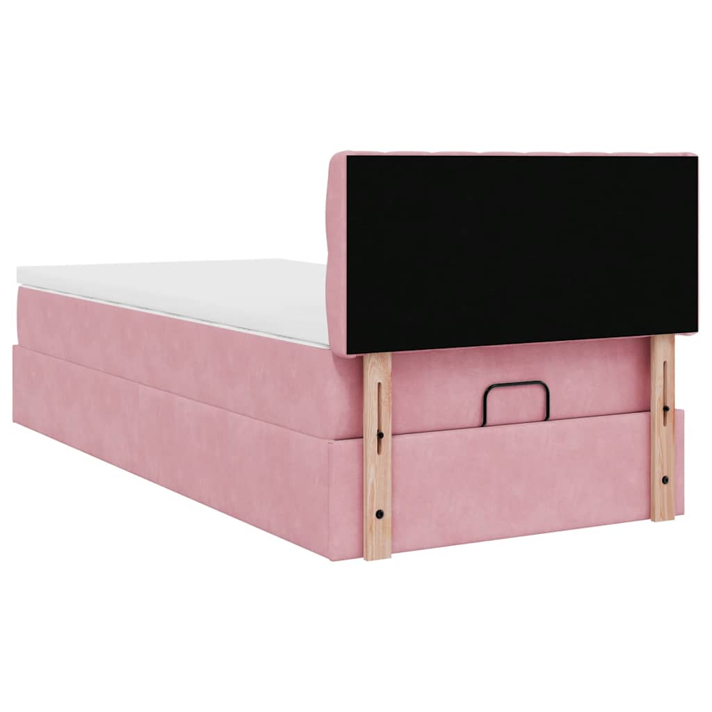 Ottoman-Bett mit Matratze Rosa 90x190 cm Samt