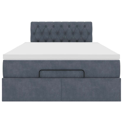 Ottomane Bett mit Matratze & LEDs Dunkelgrau 120x190 cm Samt