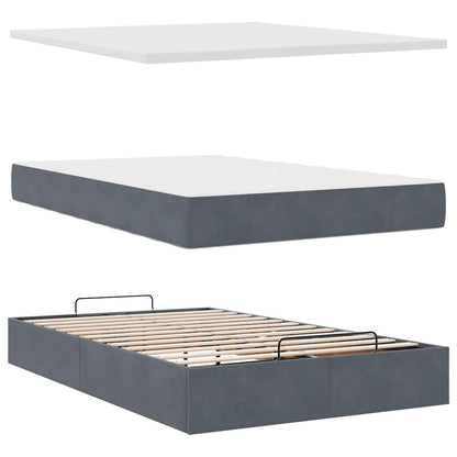 Ottomane Bett mit Matratze & LEDs Dunkelgrau 120x190 cm Samt