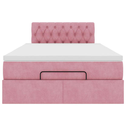 Ottomane Bett mit Matratze & LEDs Rosa 120x190 cm Samt