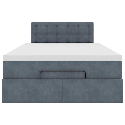 Ottomane Bett mit Matratze & LEDs Dunkelgrau 120x190 cm Samt
