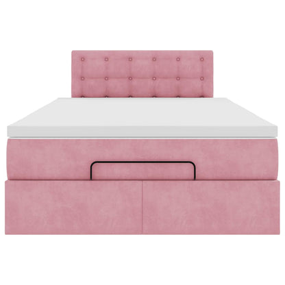Ottomane Bett mit Matratze & LEDs Rosa 120x190 cm Samt