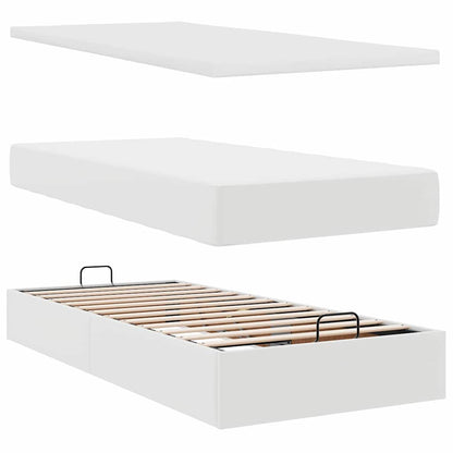 Ottoman-Bett mit Matratzen & LEDs Weiß 180x200 cm Kunstleder