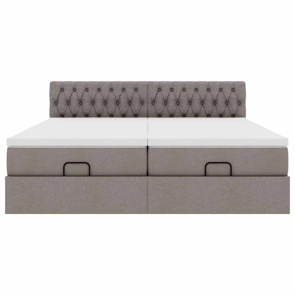 Ottoman-Bett mit Matratzen Taupe 180x200 cm Stoff