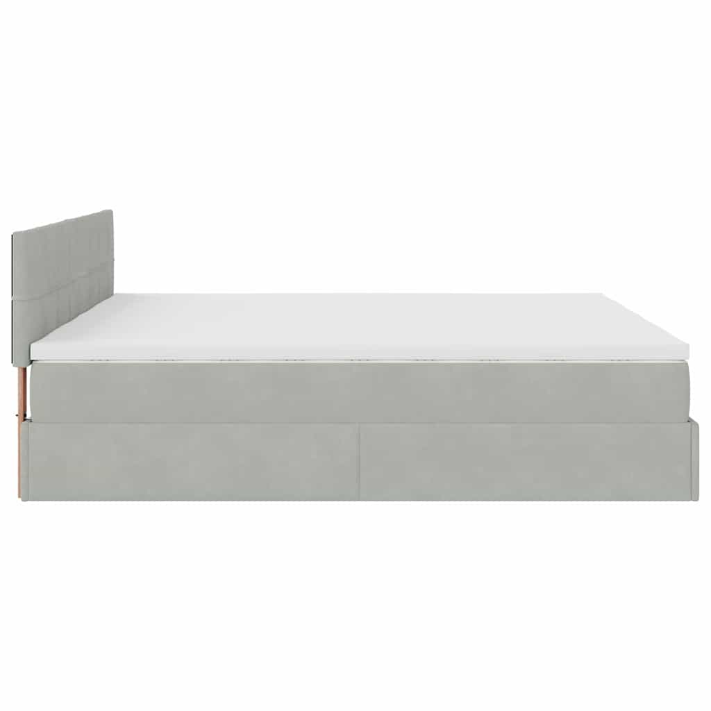 Ottoman-Bett mit Matratzen Hellgrau 160x200 cm Samt