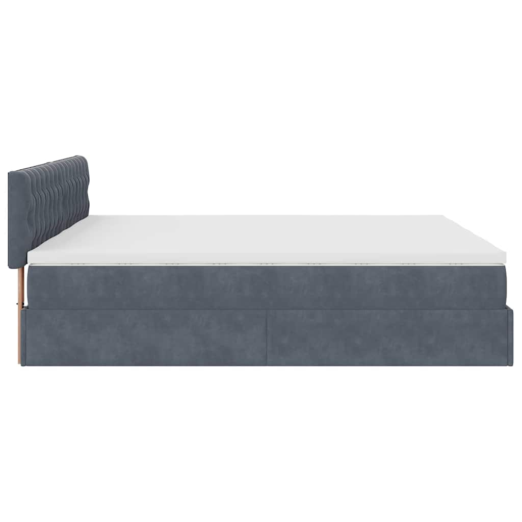 Ottoman-Bett mit Matratzen Dunkelgrau 160x200 cm Samt