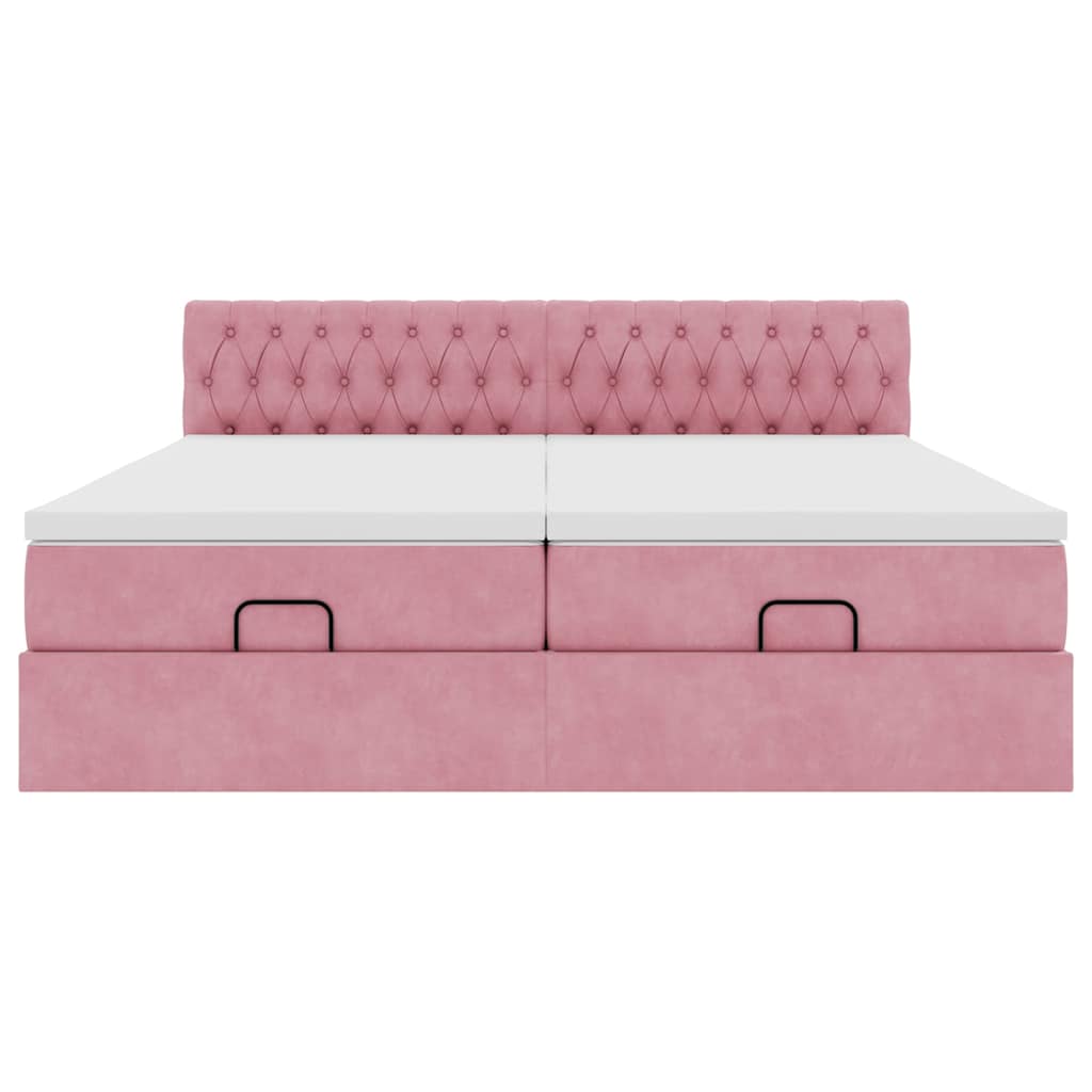 Ottoman-Bett mit Matratzen Rosa 180x200 cm Samt