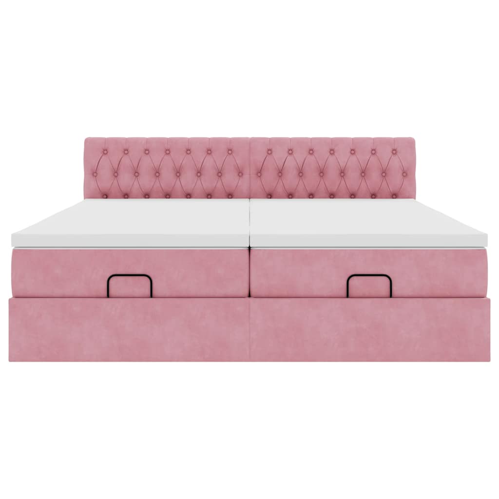 Ottoman-Bett mit Matratzen Rosa 180x200 cm Samt