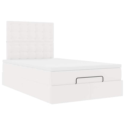 Ottoman-Bett mit Matratze Weiß 120x190 cm Kunstleder
