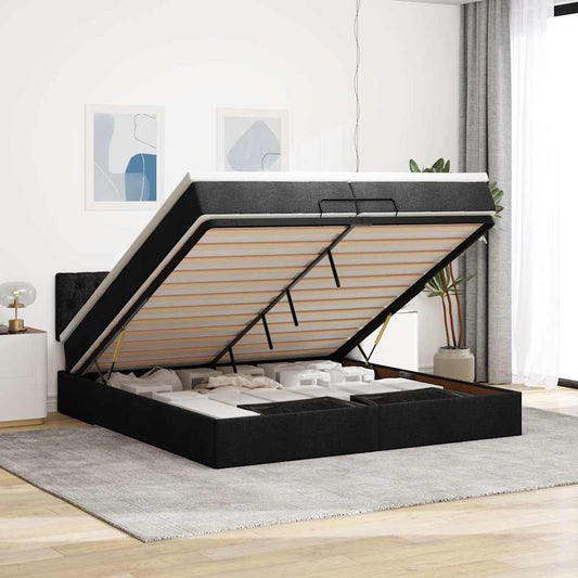 Ottoman-Bett mit Matratze Dunkelbraun 120x190 cm Stoff