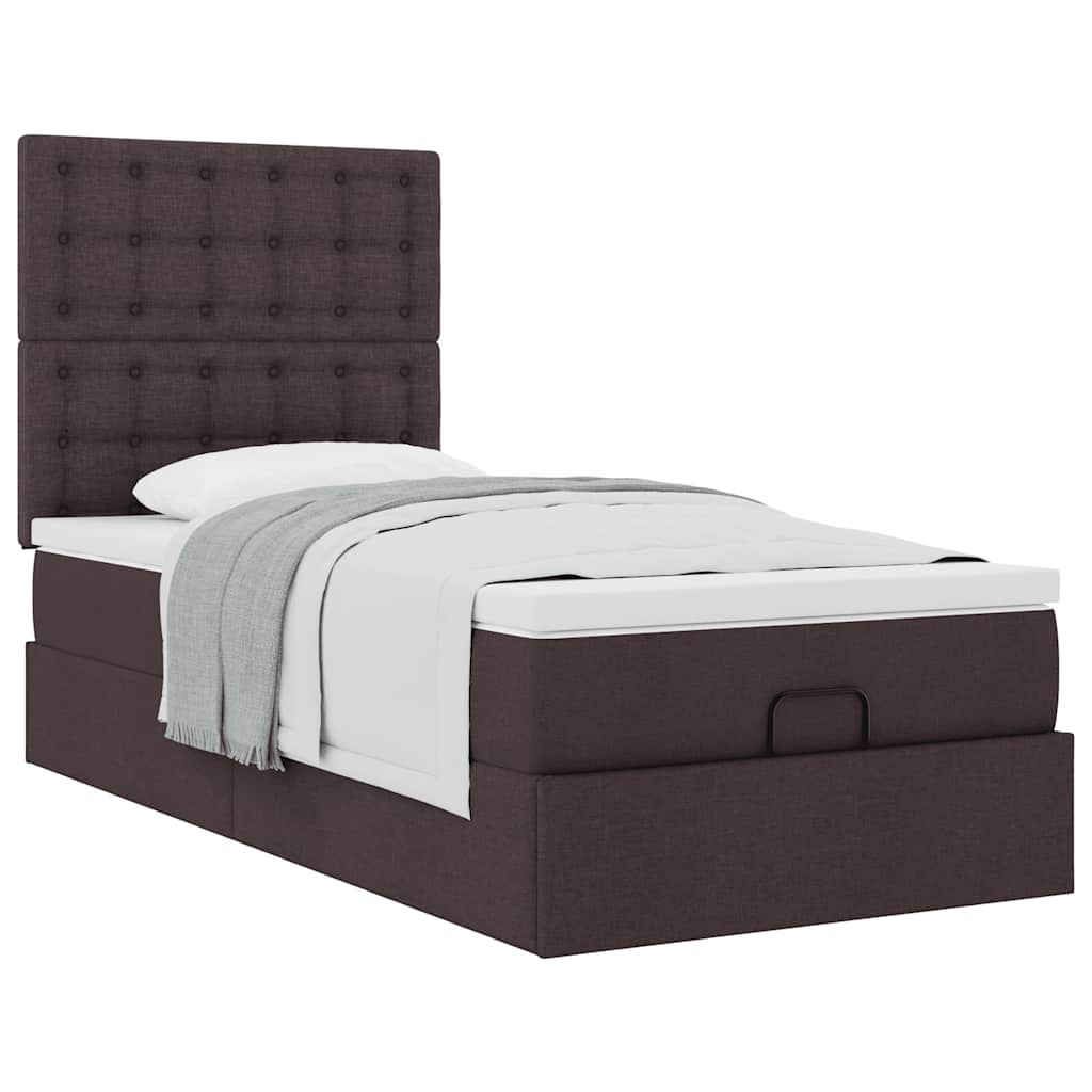 Ottoman-Bett mit Matratze Dunkelbraun 100x200 cm Stoff