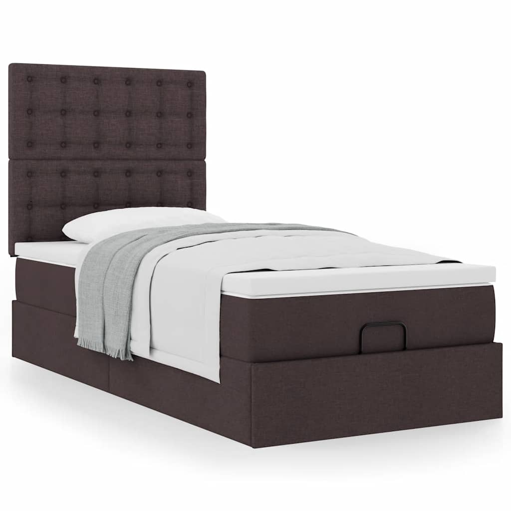 Ottoman-Bett mit Matratze Dunkelbraun 100x200 cm Stoff